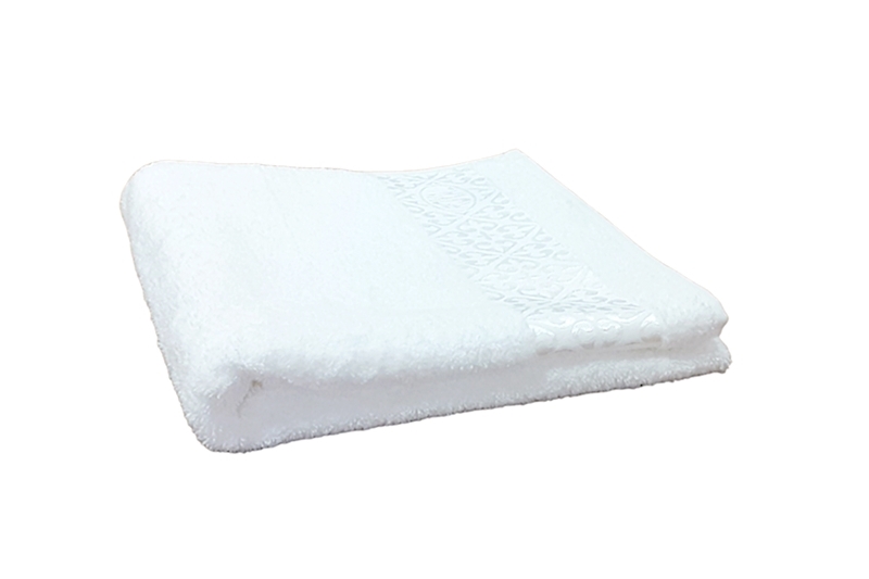 Frottír törölköző bordűrrel, fehér, 70x140 cm