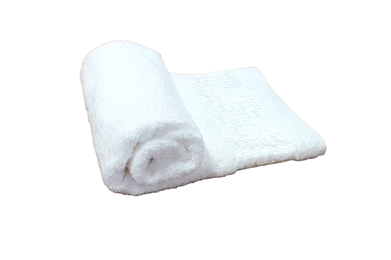 Frottír törölköző bordűrrel, fehér, 70x140 cm - Image 3