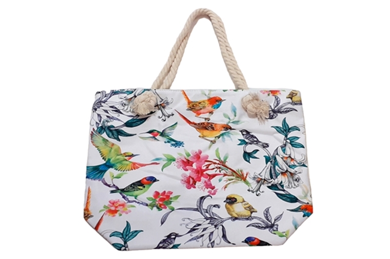 Strandtáska - kismadaras, virágos