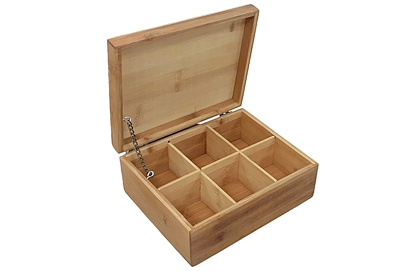 Bambusz teafilter tartó doboz - 6 rekeszes