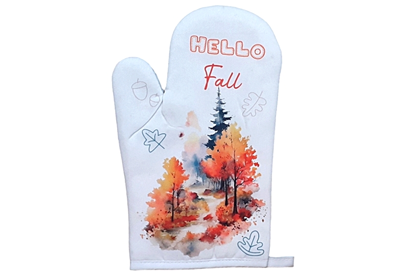 Hőszigetelő edényfogó kesztyű, őszi mintával (17x27cm)