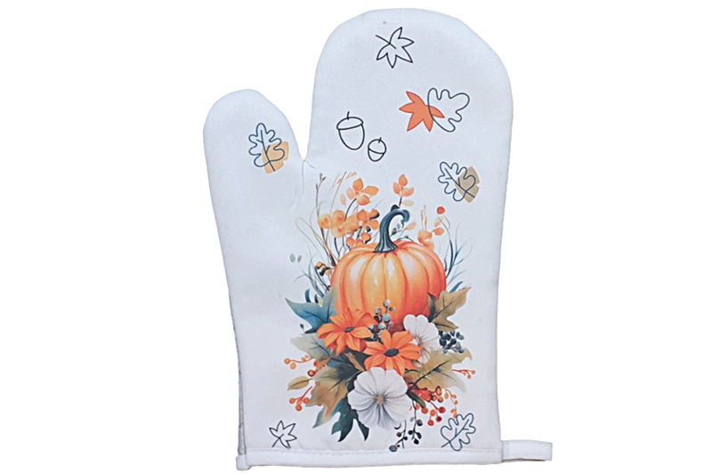 Hőszigetelő edényfogó kesztyű, őszi mintával (17x27cm)