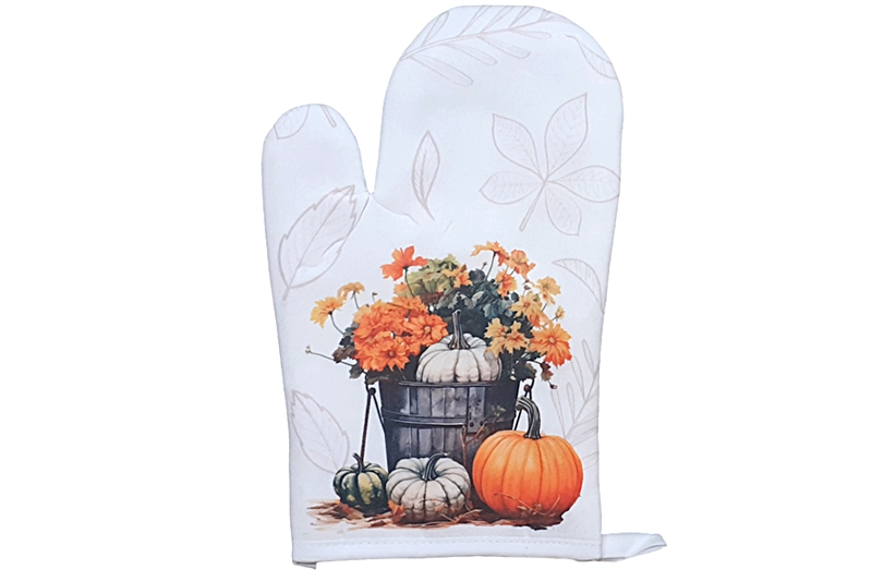Hőszigetelő edényfogó kesztyű, őszi mintával (17x27cm)