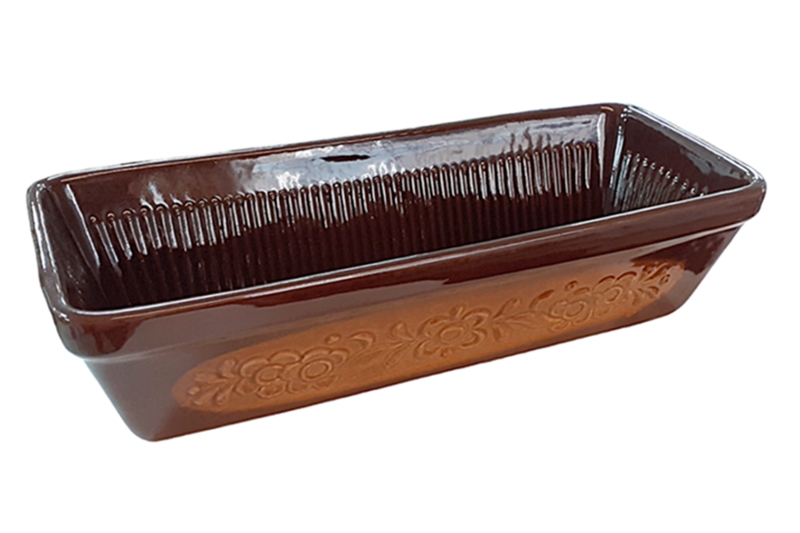 Kerámia kalácssütő - 35x15x10 cm (barna)