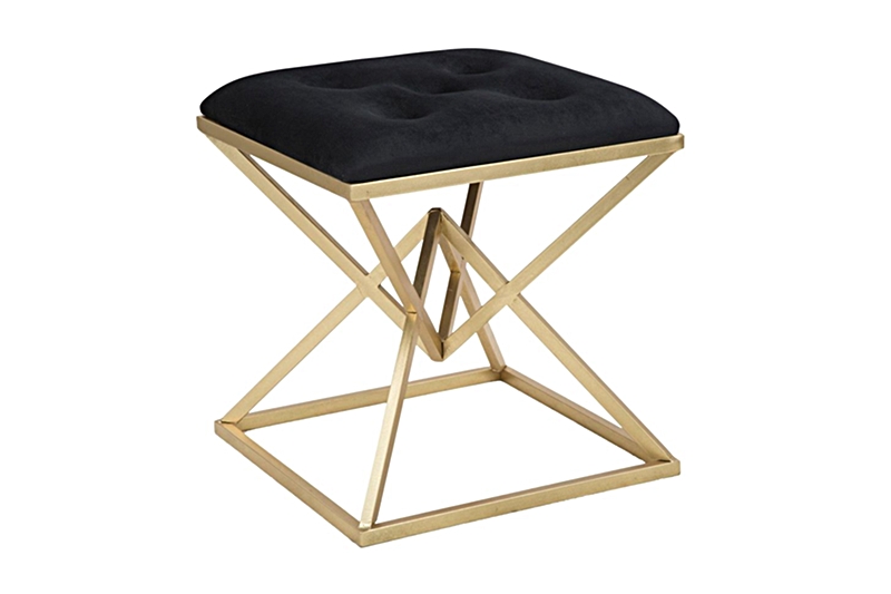 Plüss ülőke piramis lábakkal (Mauro Ferretti) 45x45x48 cm, fekete-arany