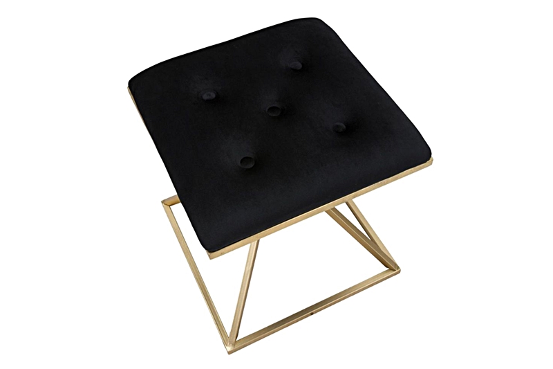 Plüss ülőke piramis lábakkal (Mauro Ferretti) 45x45x48 cm, fekete-arany - Image 2