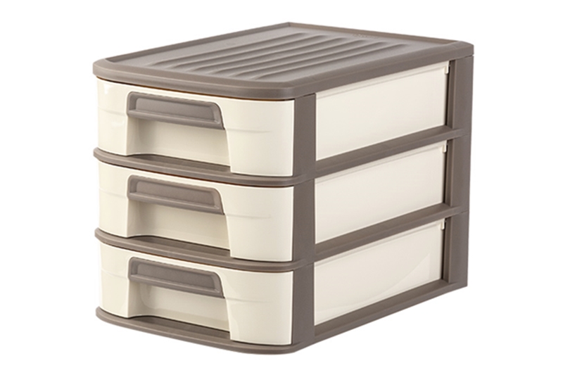 Asztali rendező, 3 fiókos, 19x27x20,5 cm (barna-krém).