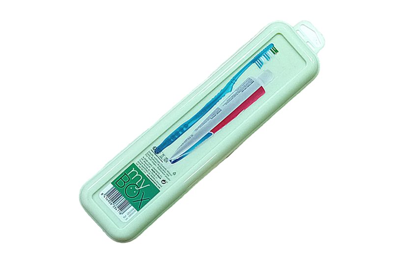 Fogkefe és fogkrém tartó tok - 23,5x6,5x4,5 cm, almazöld