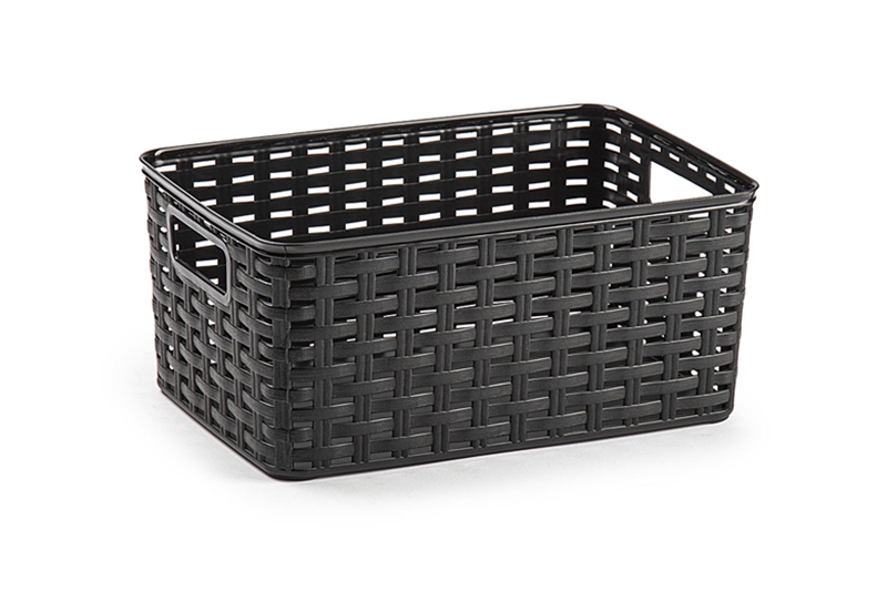 Tárolókosár, rattan hatású, 6 literes (29x19,5x13 cm), wenge színű