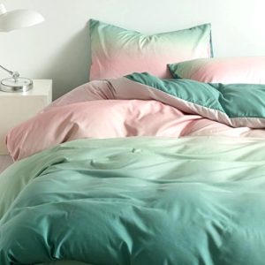 Ágyneműhuzat garnitúra - 3 részes, színátmenetes (zöld-rózsaszín)