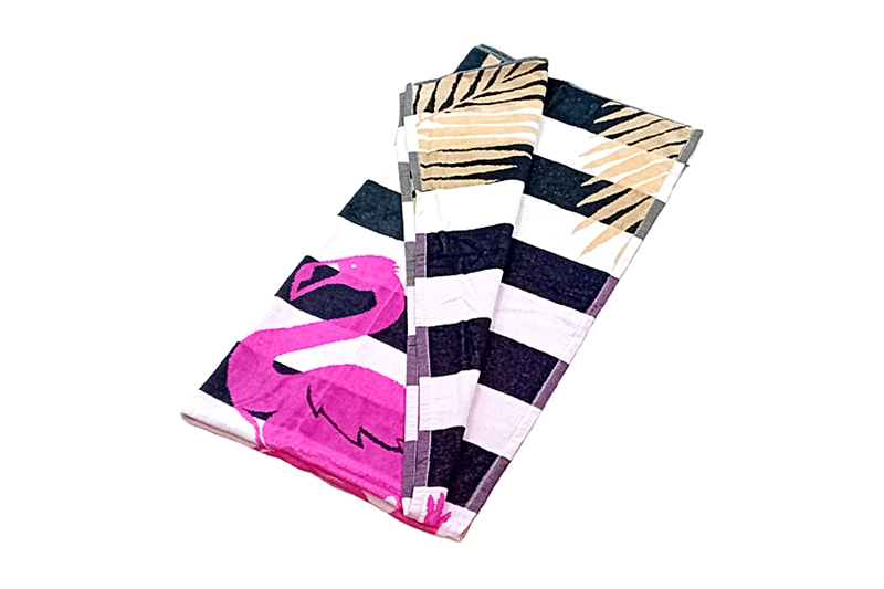 Strandtörölköző - 90x165 cm, flamingo gold, 100 % pamut (fekete) - Image 2