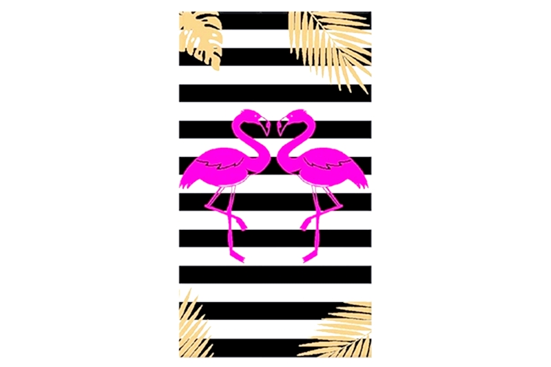 Strandtörölköző - 90x165 cm, flamingo gold, 100 % pamut (fekete)