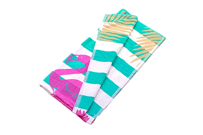 Strandtörölköző - 90x165 cm, flamingo gold, 100 % pamut (zöld) - Image 2