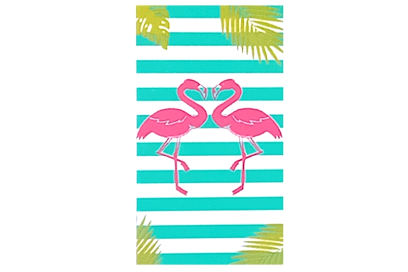 Strandtörölköző - 90x165 cm, flamingo gold, 100 % pamut (zöld)