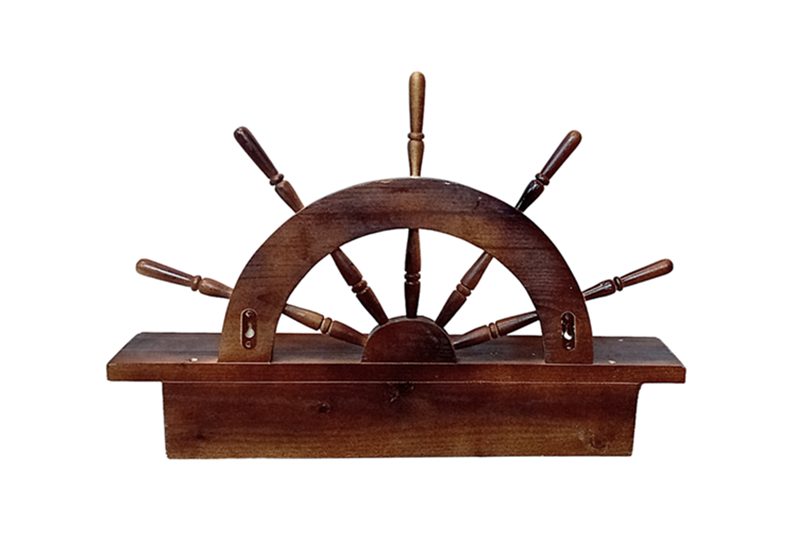 Fali ruhafogas fából, hajó kormánykerékkel - barna - Image 2