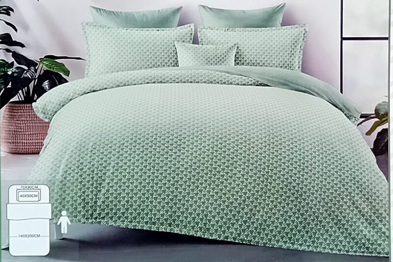 7 részes flanel jellegű ágyneműhuzat garnitúra, zöld (modern tyúkláb mintás)