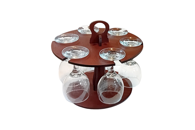 Borospohár minibár, talpas pohártartó (kerek), 6 pohár (200 ml) - Image 2