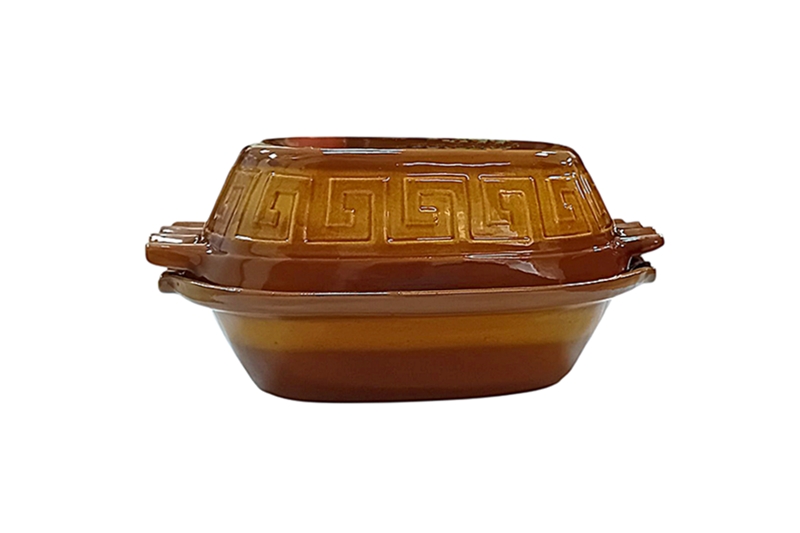 Mázas agyag római tál - 2 literes, barna