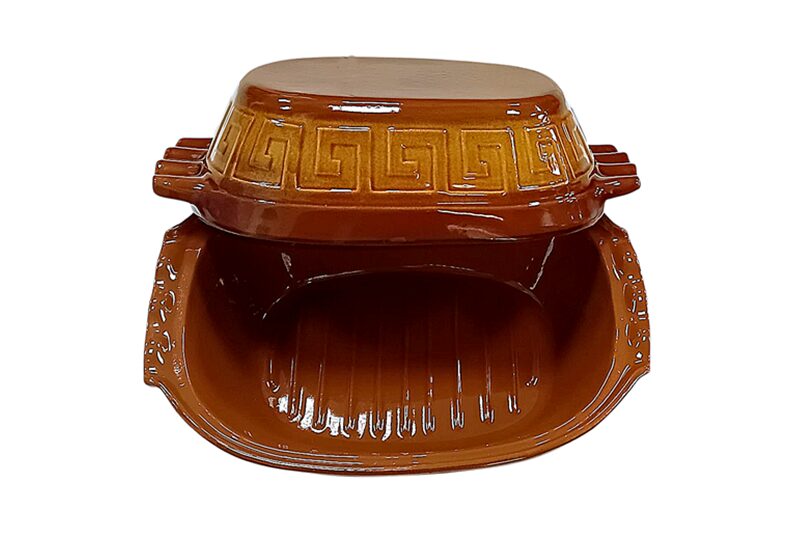 Mázas agyag római tál - 2 literes, barna - Image 2