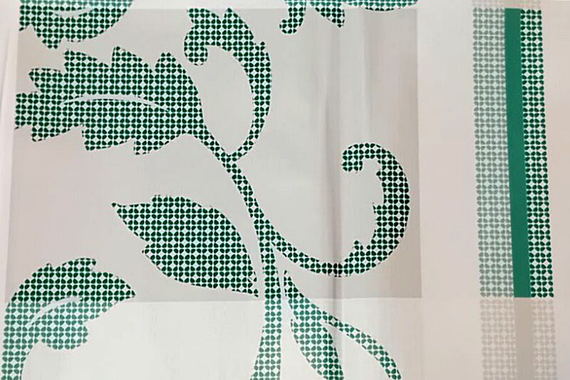 Viaszos vászon asztalterítő - 140x140 cm - szürke-zöld (leveles)