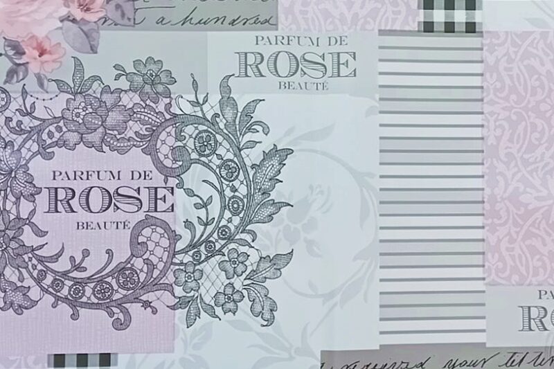 Viaszos vászon asztalterítő, 140x180 cm (Parfum de rosé beauté) - szürke-rózsaszín