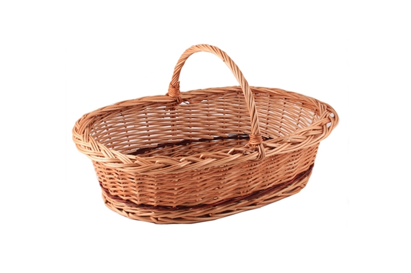 Fonott füles kosár, fűzfavessző, ovális - 1 db