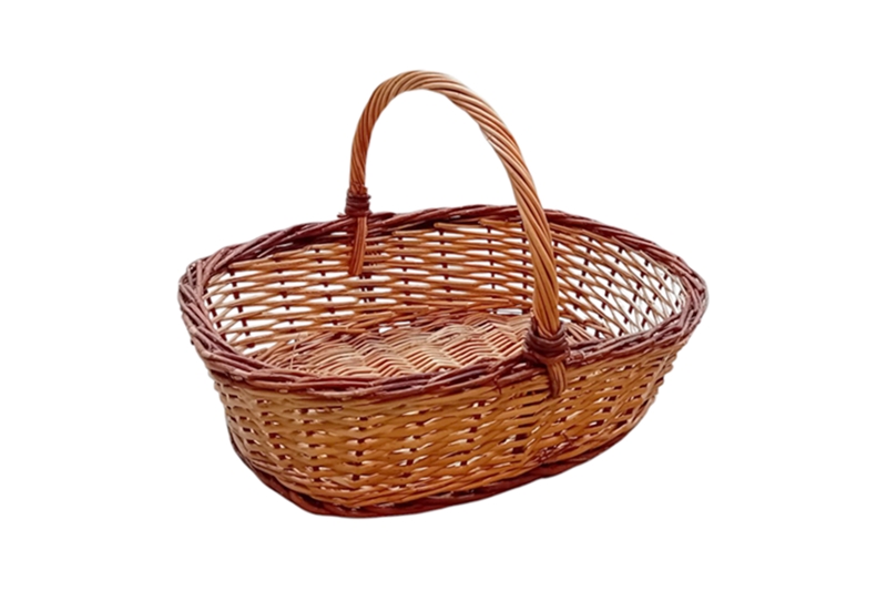 Fonott füles kosár, fűzfavessző, ovális - 1 db - Image 2