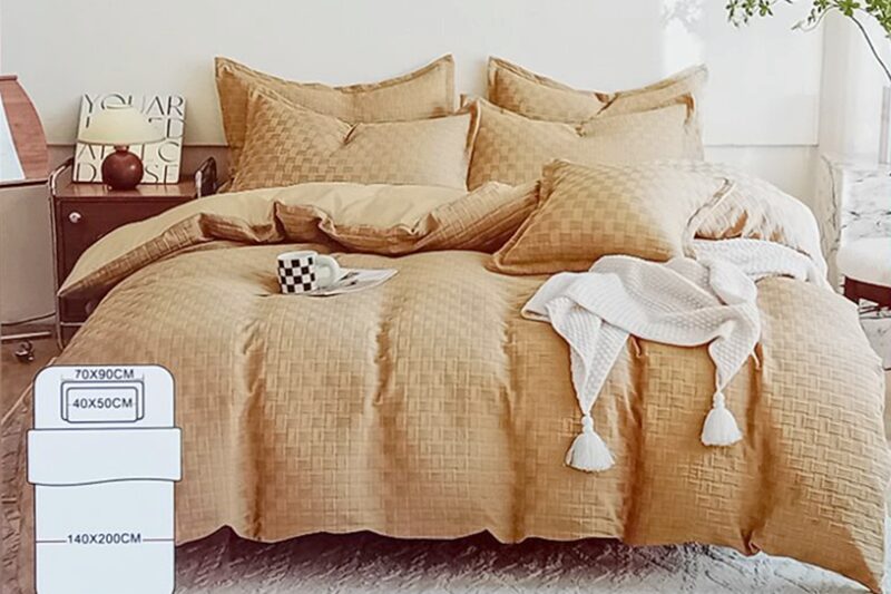 Nyomott mintás ágyneműhuzat garnitúra - 3 részes, barna