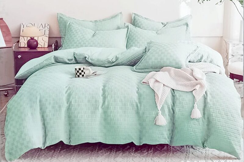 Nyomott mintás ágyneműhuzat garnitúra - 3 részes, menta zöld