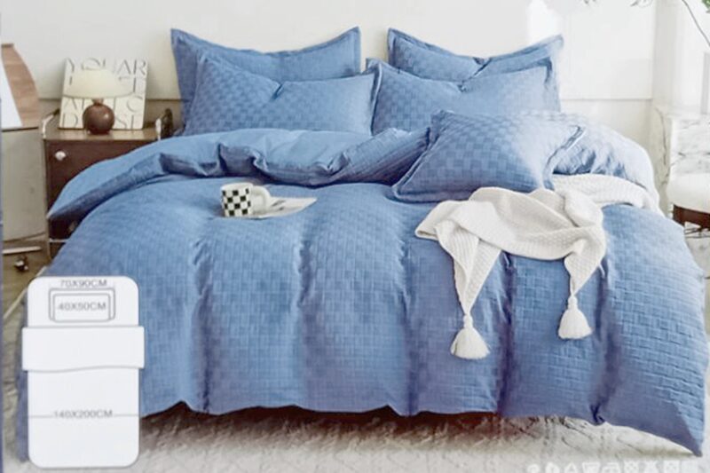 Nyomott mintás ágyneműhuzat garnitúra - 3 részes, kék