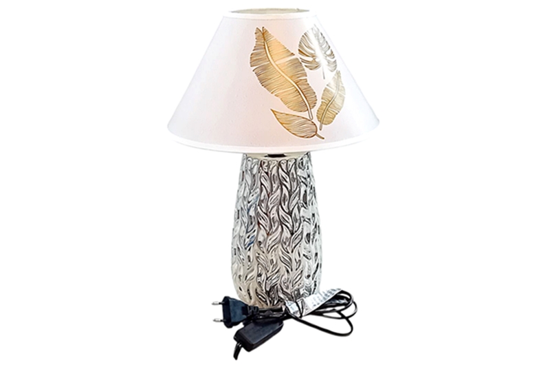 Éjjeli lámpa (asztali) - 36x25 cm (ezüst-fehér-arany)