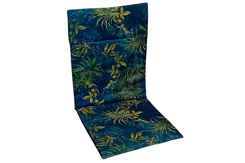 Magastámlás, vízlepergetős székpárna - 41x95x2 cm (kékeszöld alapon zöld leveles)