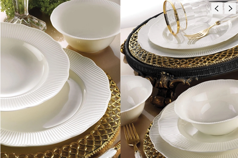 24 db-os porcelán étkészlet - fehér-arany - Image 3