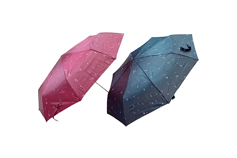 Manuális esernyő párban - összecsukható, szürke-bordó (esőcseppes)
