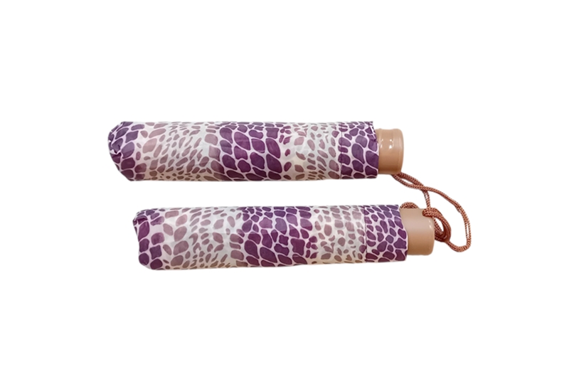 Manuális esernyő párban - összecsukható, zsiráf mintás (bézs-lila) - Image 2
