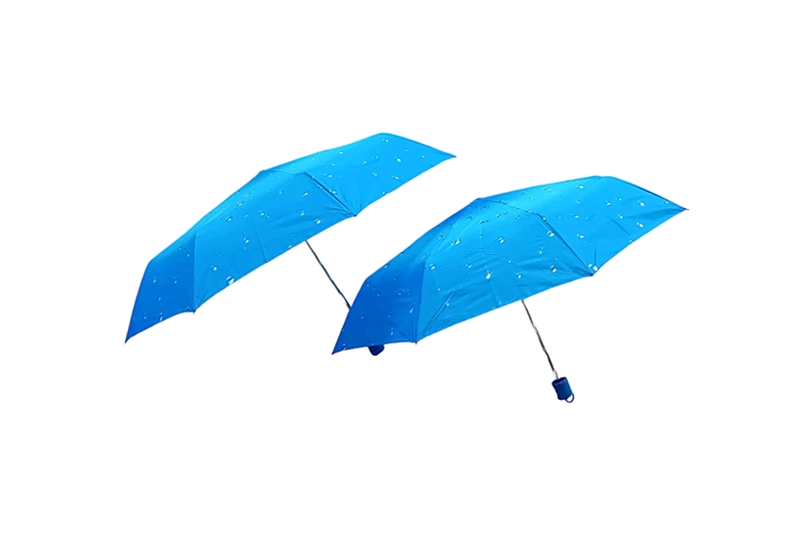 Manuális esernyő párban - összecsukható, kék (esőcseppes)
