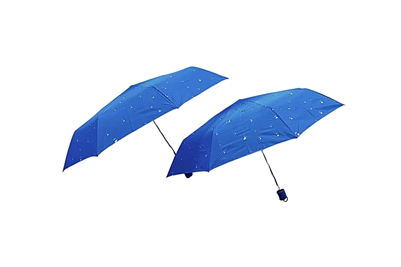 Manuális esernyő párban - összecsukható, kék (esőcseppes)