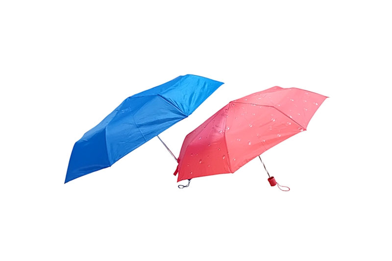 Manuális esernyő párban - összecsukható, kék-korall (esőcseppes)