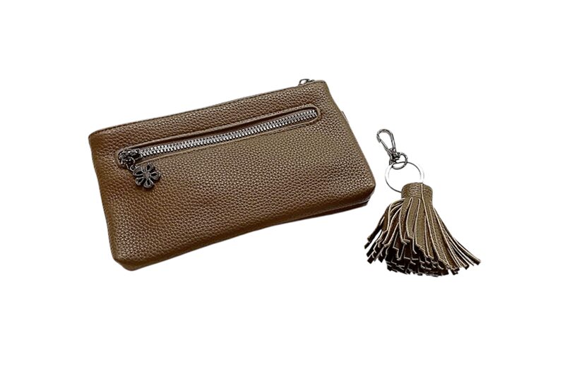 Női cipzáras pénztárca bojttal - barna, 19x3x10 cm (műbőr) - Image 2