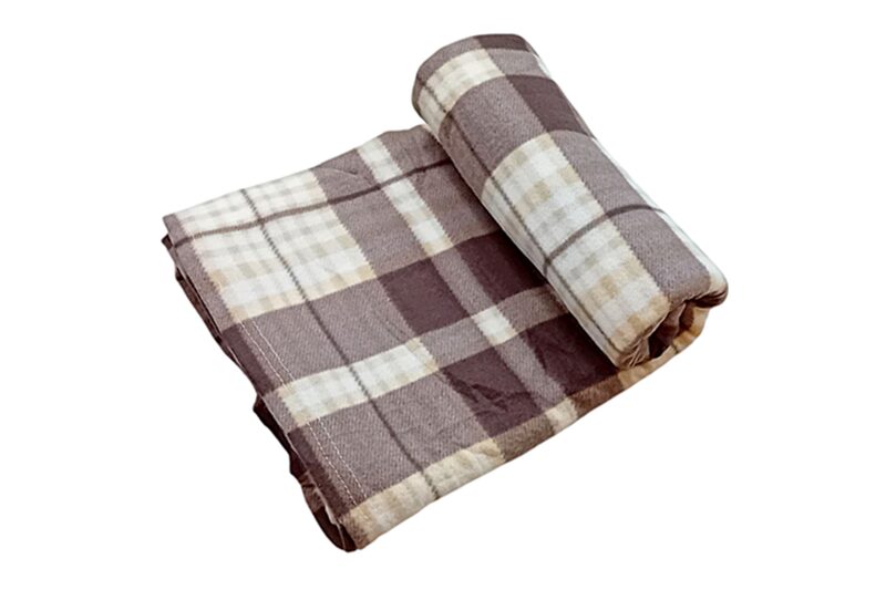 Polár ágytakaró - 150x200 cm, barna kockás