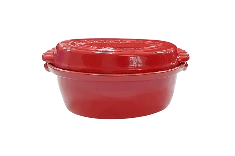 Mázas agyag római tál (húsos-egytálételes) - 4 literes, korall vörös