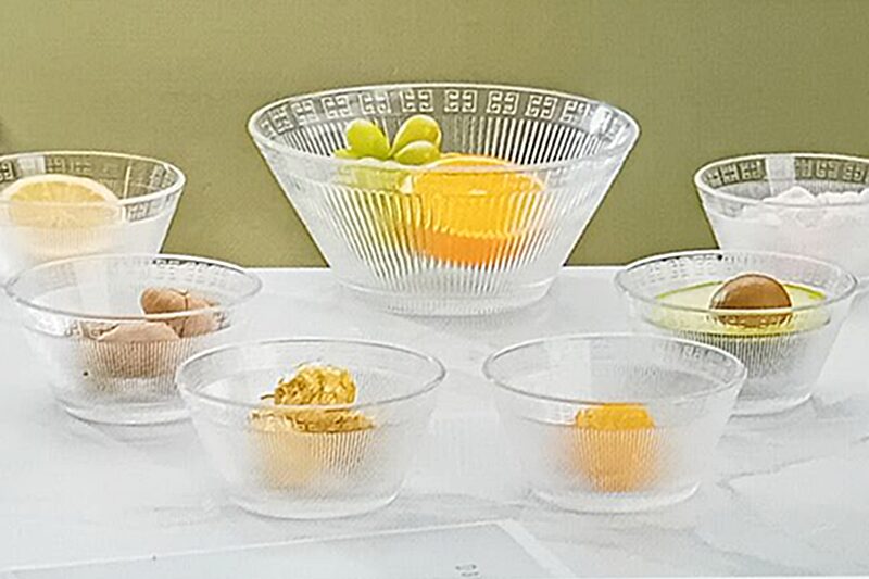 Üvegtál készlet 6+1 db (csíkos-görög mintás) - 1x800 ml, 6x280 ml - Image 3