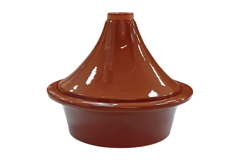 Mázas agyag tazsin edény - 31x31x27 cm, barna - 4 literes
