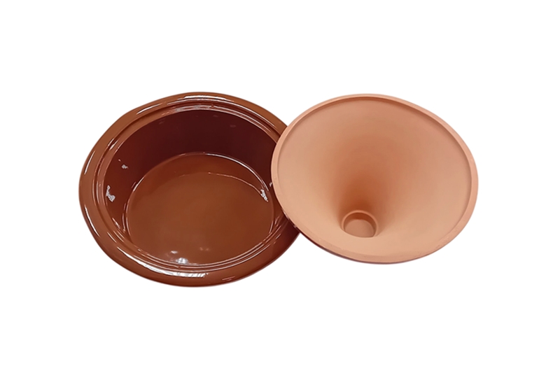 Mázas agyag tazsin edény - 31x31x27 cm, barna - 4 literes - Image 4