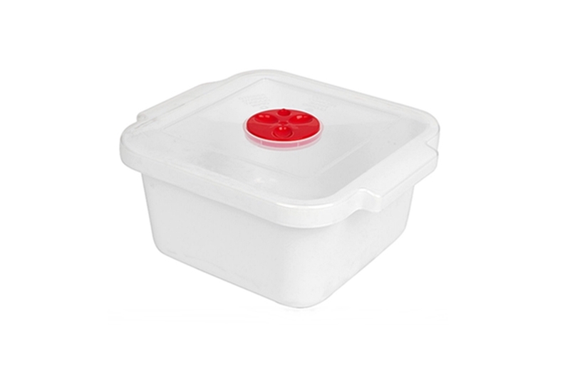 Gőzszelepes, négyzet alakú mikroedény - 1 literes, fehér