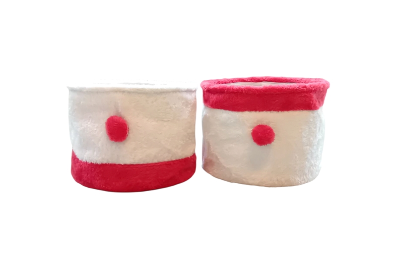 Mikulás tárolókosár párban - 25 cm Ø, 20 cm magas (piros-fehér)