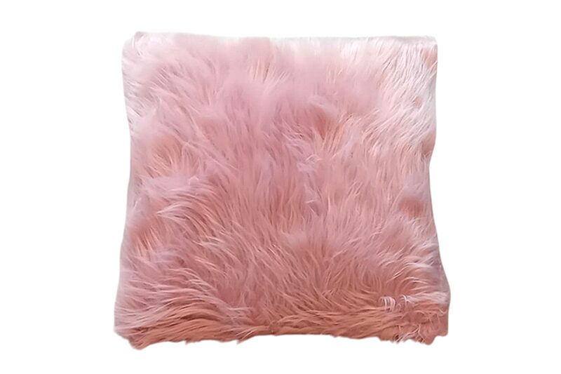 Szőrmés díszpárna - 45x45 cm - rózsaszín