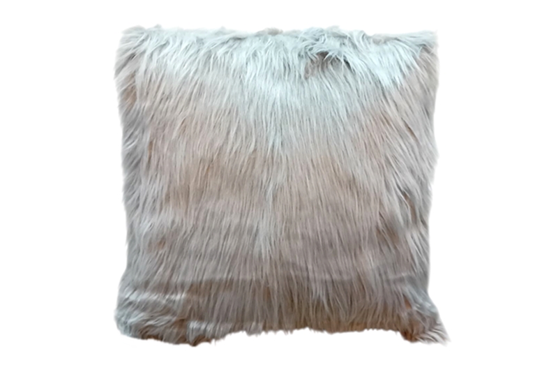 Szőrmés díszpárna - 45x45 cm, szürke