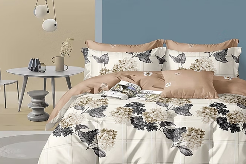 Ágyneműhuzat garnitúra (hortenziás), 3 részes, kétoldalas mintával