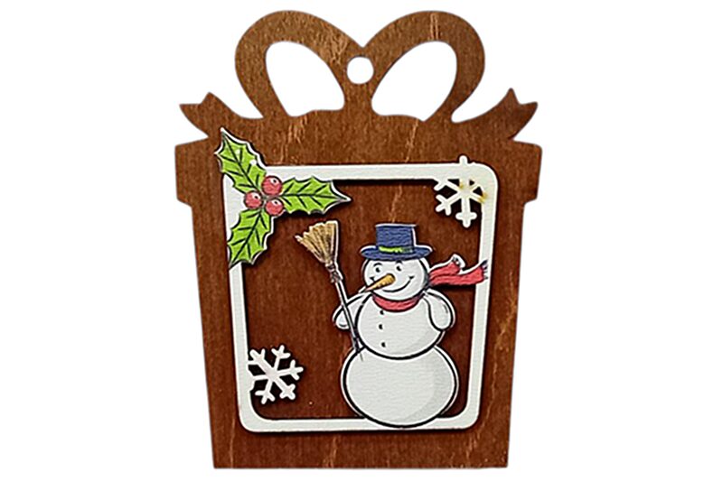 Karácsonyfadísz - többrétegű, barna (ajándékdoboz) - 9x7 cm